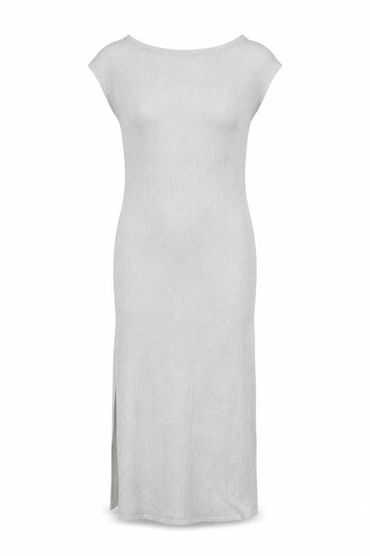 Marks & Spencer Women Silver Size 10 Sleeveless Bodycon Knit Midi Dress