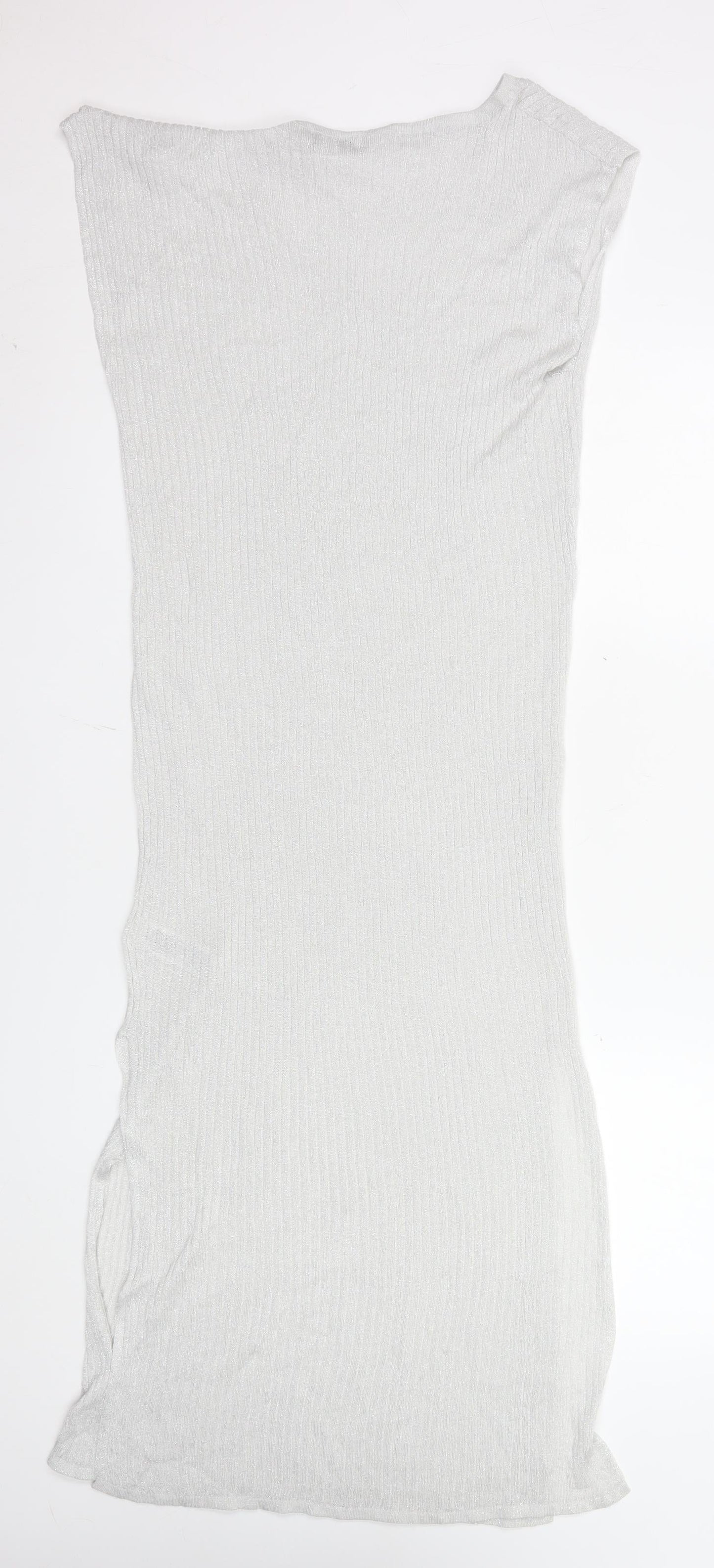 Marks and Spencer Women Silver Size 10 Sleeveless Bodycon Knit Midi Dress