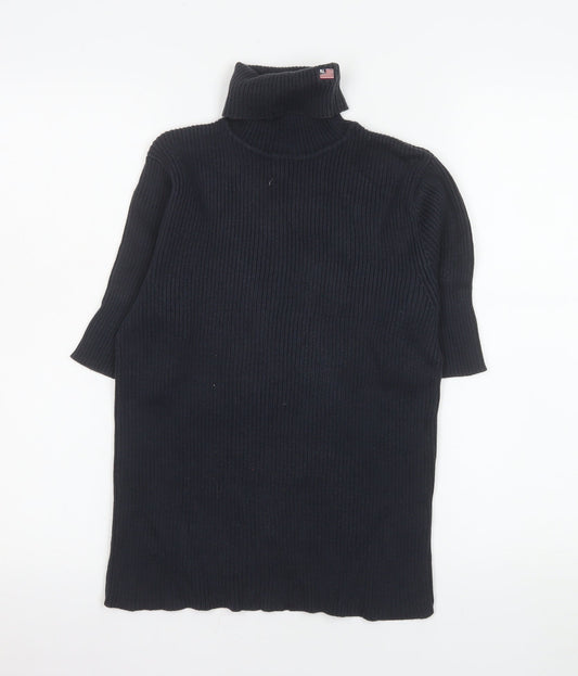 Ralph Lauren Womens Black Roll Neck Cotton Knit Jumper Size L