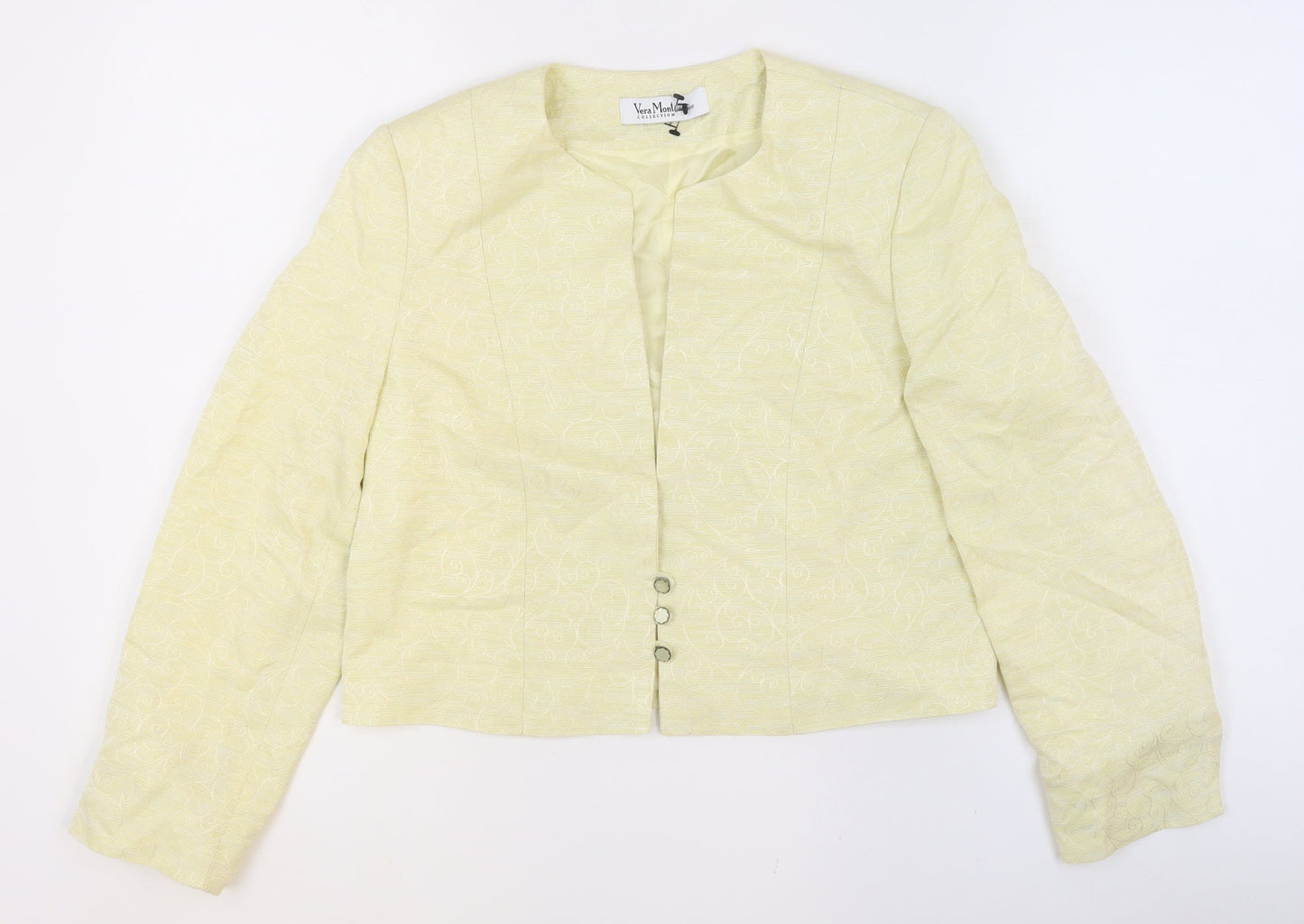 Vera Mont Women’s Yellow Textured Collarless Blazer UK 14