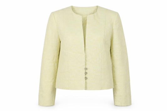 Vera Mont Women’s Yellow Textured Collarless Blazer UK 14