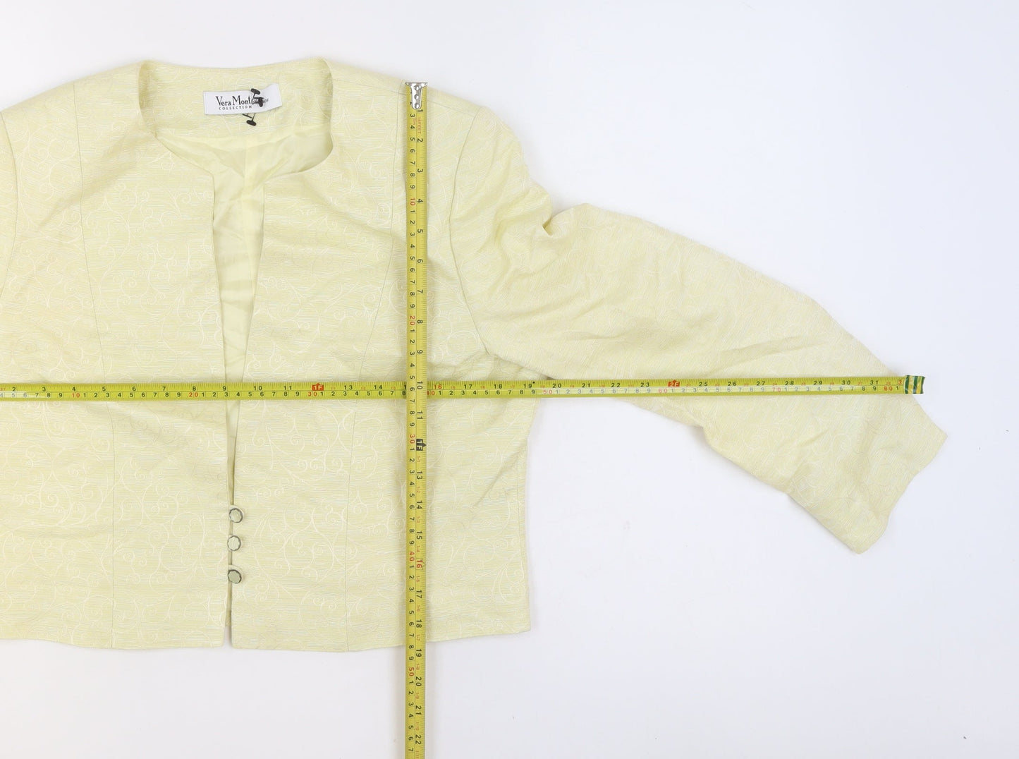 Vera Mont Women’s Yellow Textured Collarless Blazer UK 14
