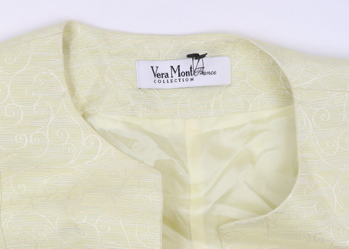 Vera Mont Women’s Yellow Textured Collarless Blazer UK 14