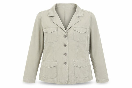 Casual Club Women Beige Cotton Blazer Size 16 Classic Work Jacket