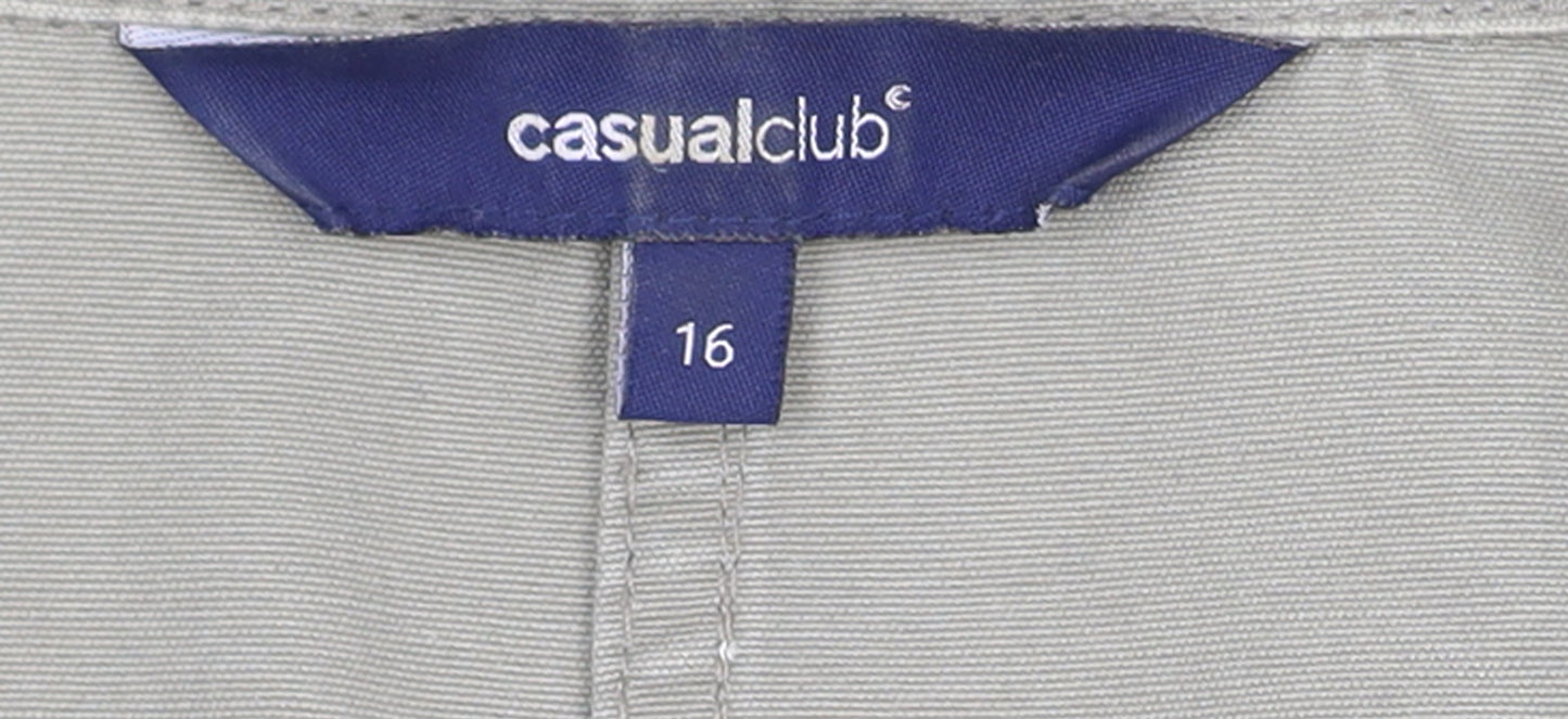 Casual Club Women Beige Cotton Blazer Size 16 Classic Work Jacket