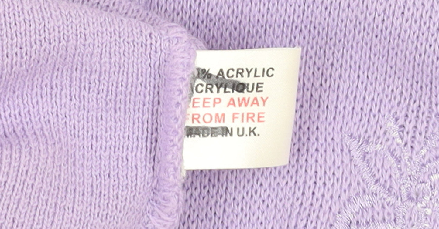 Sarra Design Women's Purple Acrylic Cardigan L V-Neck Knit