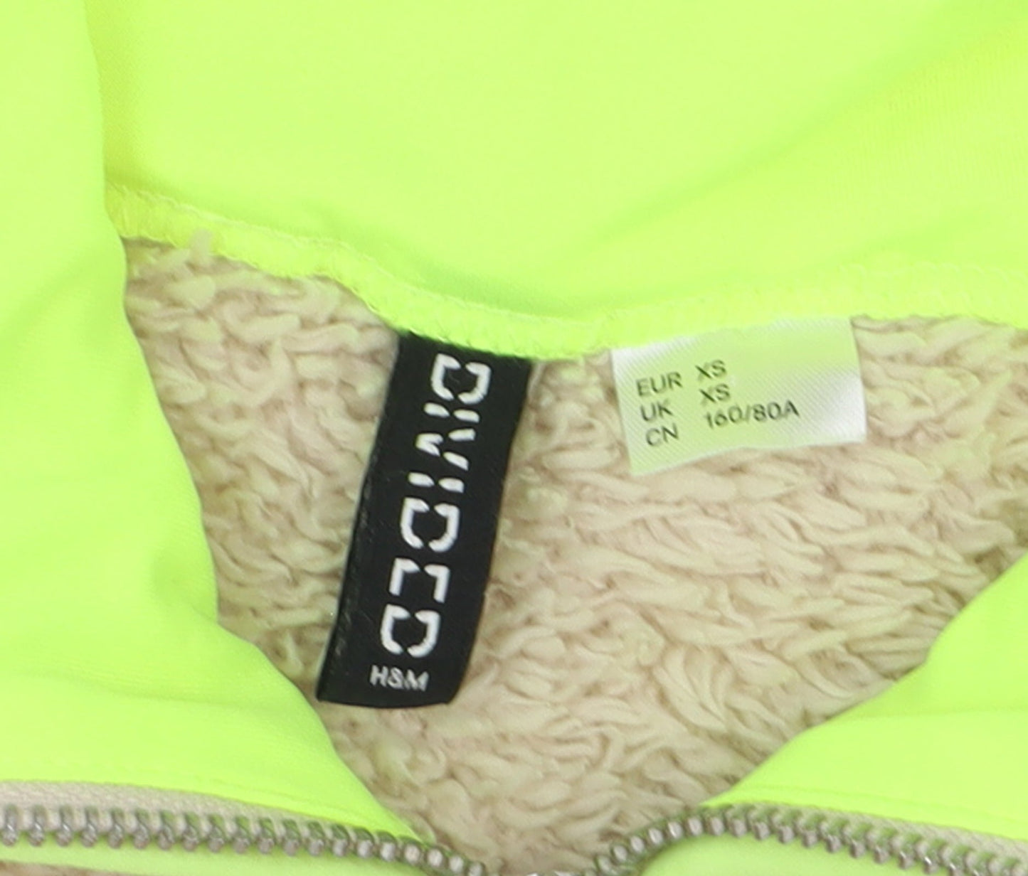 H&M Divided Women Beige Fleece Full Zip Short Jacket XS