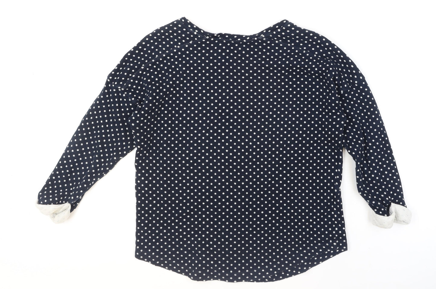 Whistles Women Blue Polka Dot Cotton Jumper Size 2 Long Sleeve