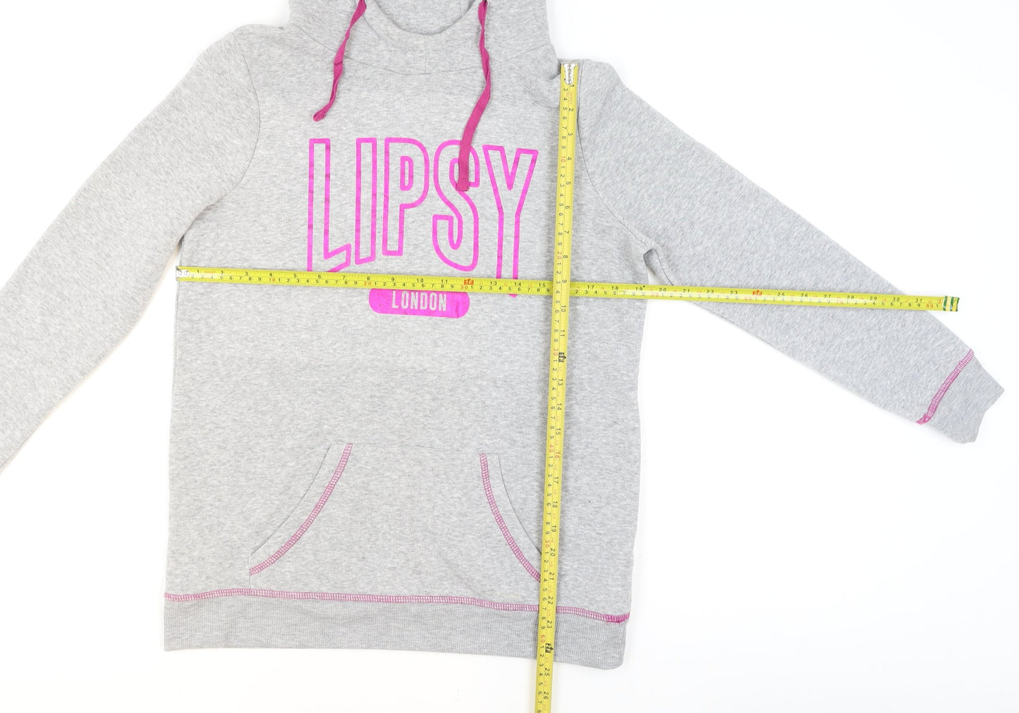 Lipsy London Women's Grey Hooded Pullover Sweatshirt Size M
