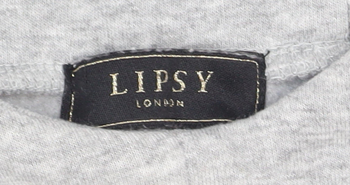 Lipsy London Women's Grey Hooded Pullover Sweatshirt Size M