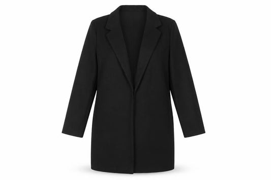 Stradivarius Women’s Black Long Wool Blend Overcoat Size 12