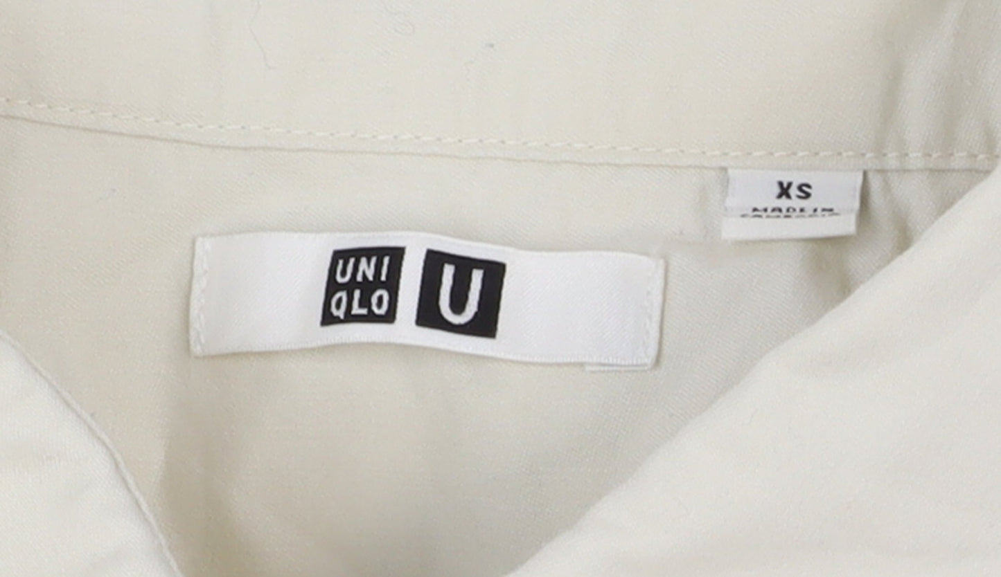 Uniqlo Men’s Beige XS Regular Fit Cotton Long Sleeve Formal Shirt
