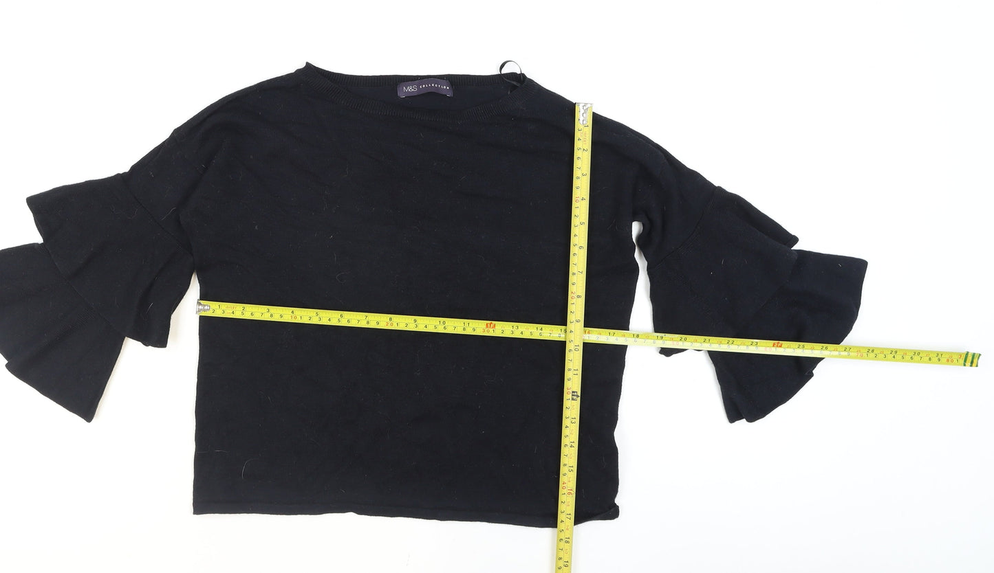 Marks and Spencer Women’s Black Bell Sleeve Knit Jumper Size 12