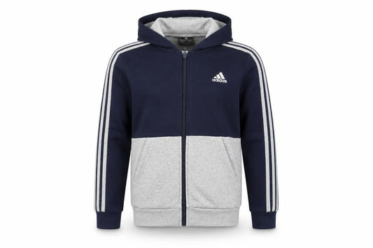 Adidas Boys Navy and Grey Full Zip Hoodie 11-12 Years Classic Fit