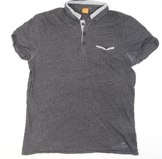 Hugo Boss Men's Grey Short Sleeve Polo Shirt Size L