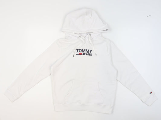 Tommy Jeans Men’s White XS Pullover Hoodie with Logo Detail