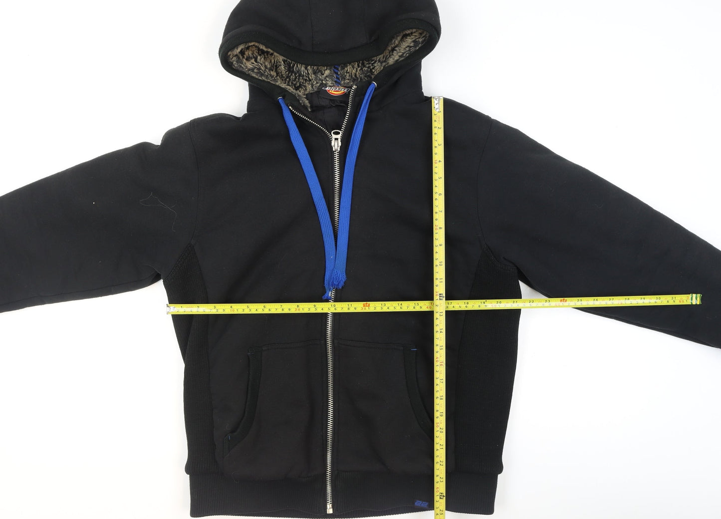 Dickies Men's Black Hooded Fleece Lined Full Zip Jacket Size M