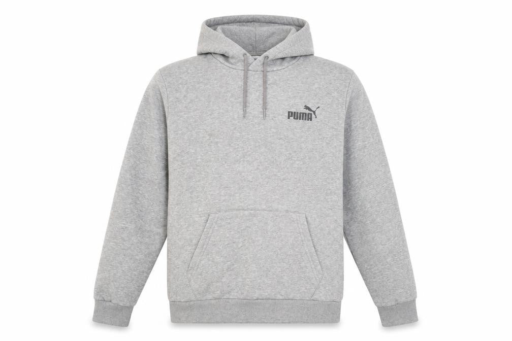 Puma Men's Grey Small Pullover Hoodie Regular Fit Logo Fleece
