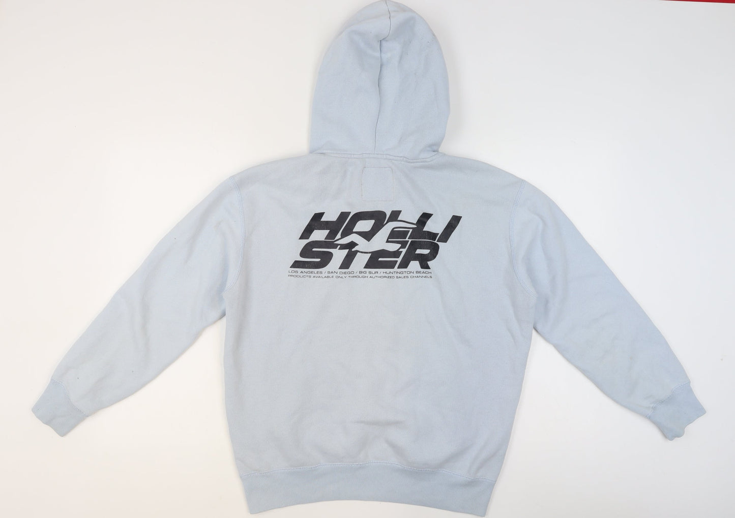 Hollister Men’s Blue Pullover Hoodie M Graphic Fleece Sweatshirt