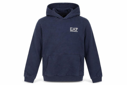 Emporio Armani Boys Navy Pullover Hoodie 12 Years EA7 Logo Cotton Blend