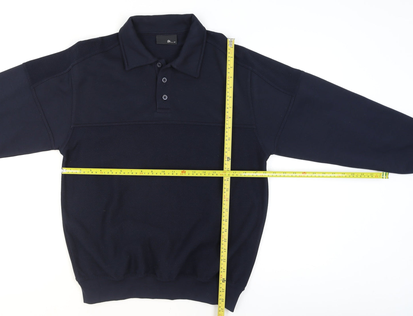 BHS Mens Navy Blue Collared Henley Sweatshirt Size M