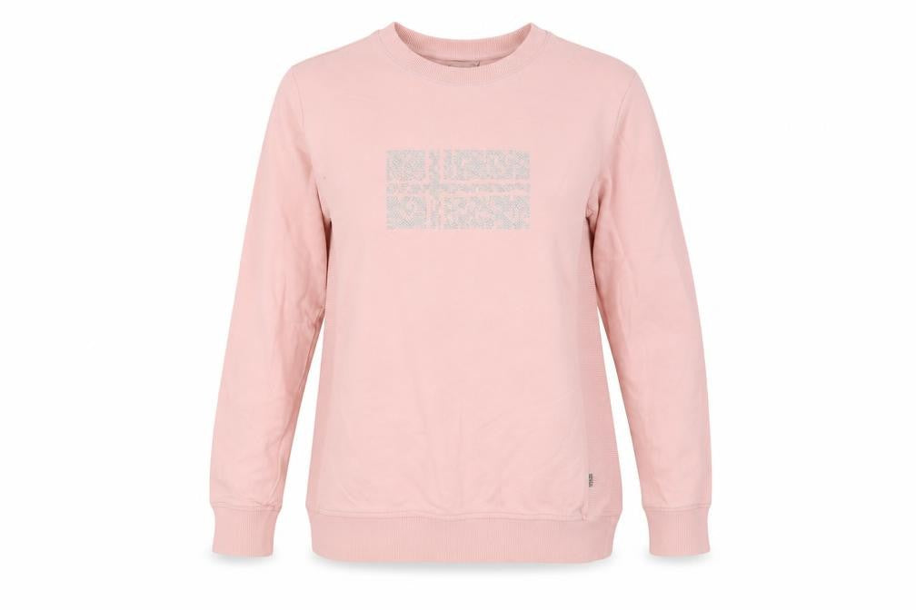 Napapijri Women Pink Cotton Crew Neck Pullover Sweatshirt L