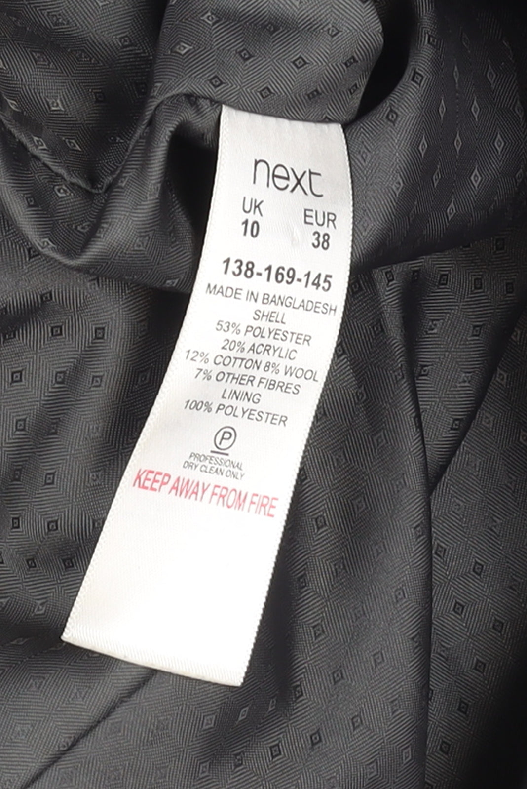 Next Petite Black Wool Blend Buttoned Long Coat Size 10P
