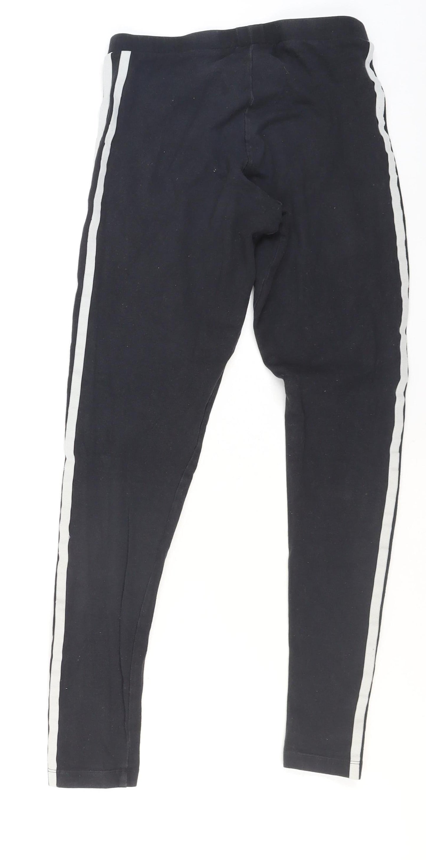 Adidas Womens Black 3-Stripes Cotton Stretch Sports Leggings UK 8