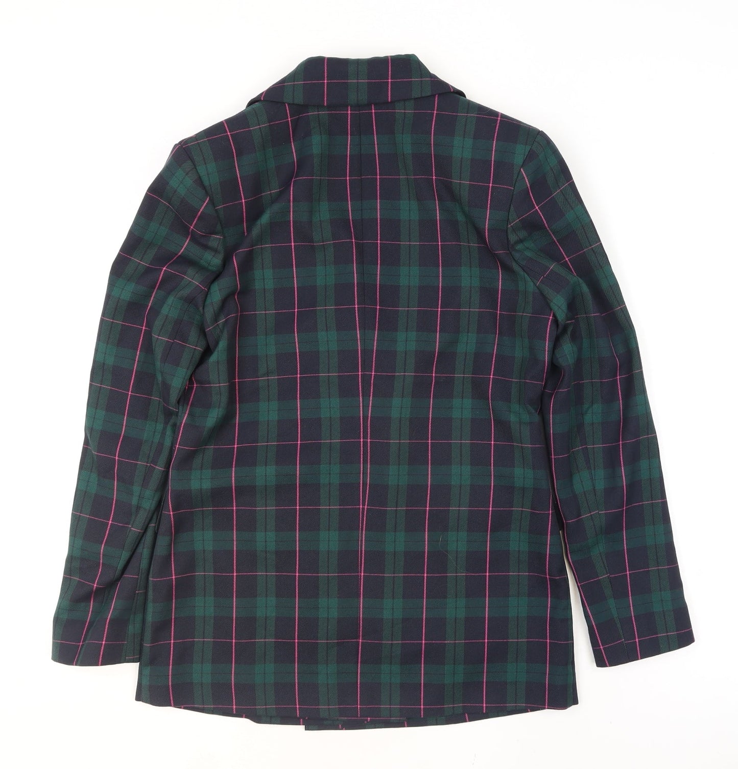 Primark Women's Green Check Blazer Size 6 Double-Breasted Jacket