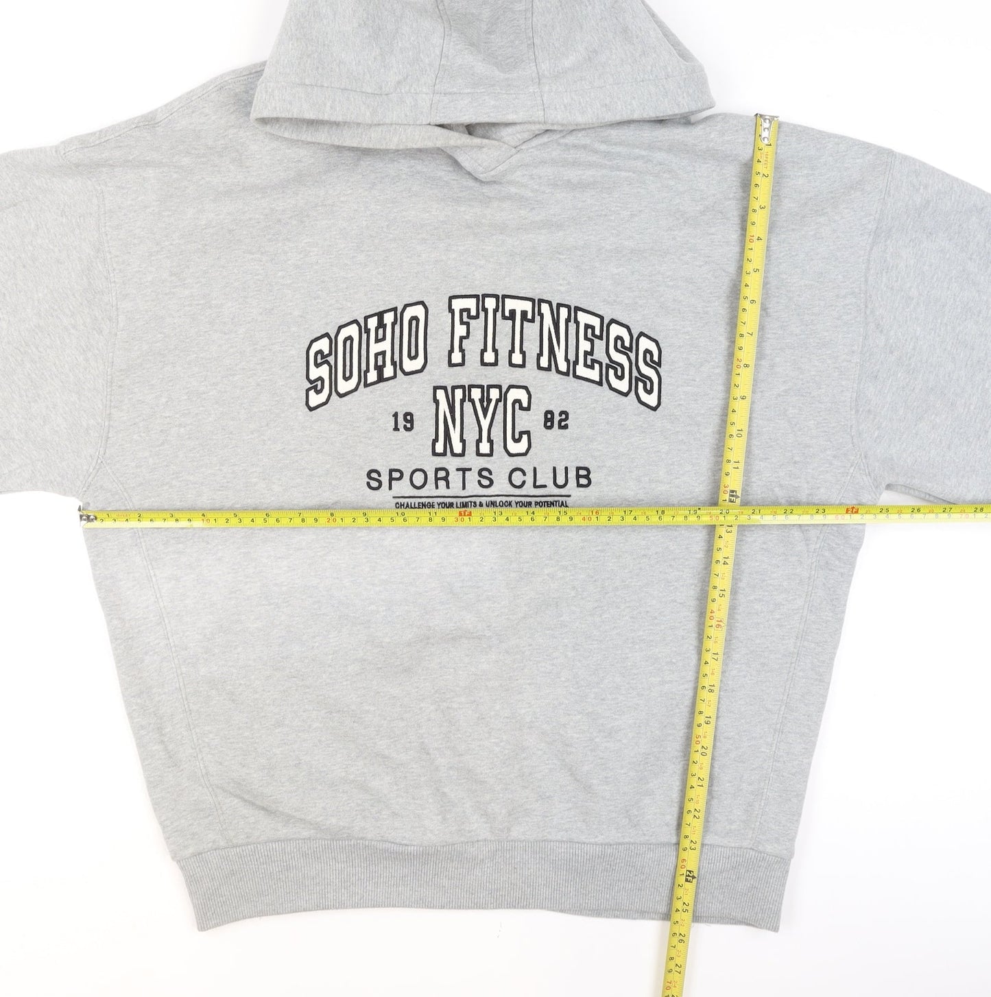 Next Men Grey Pullover Hoodie M Logo Print Sports Fleece Sweatshirt