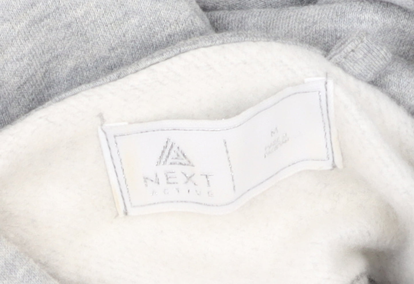 Next Men Grey Pullover Hoodie M Logo Print Sports Fleece Sweatshirt