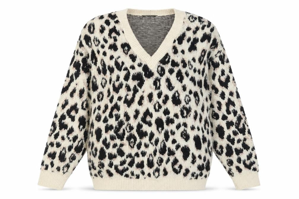 Dorothy Perkins Women Beige Leopard Print V-Neck Jumper Size 10