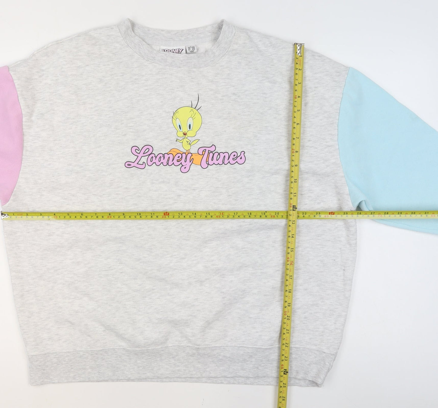 Looney Tunes Women's Grey Colourblock Tweety Sweatshirt Size L 14/16