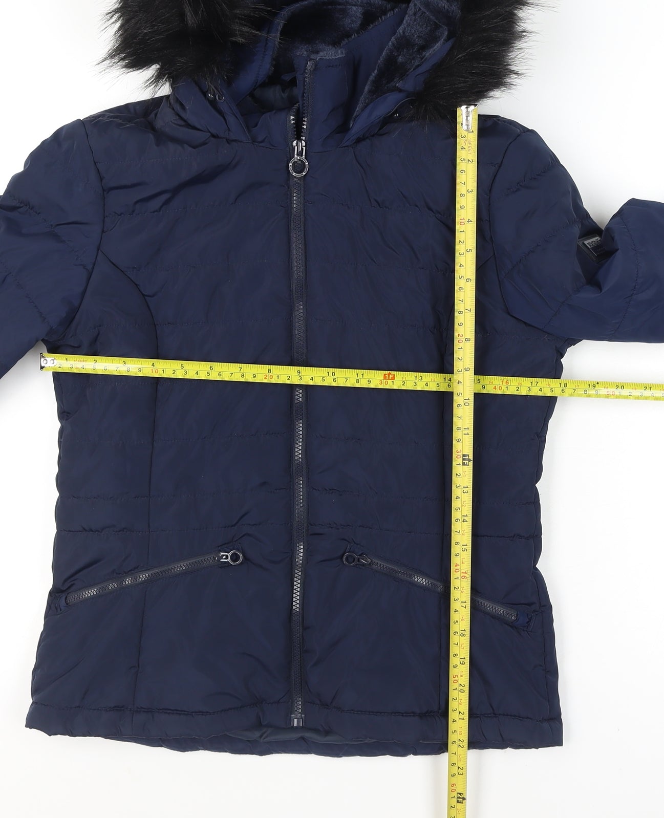 Regatta Women Blue Faux Fur Hooded Puffer Jacket Size 10