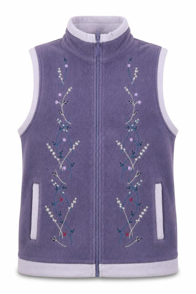 Neutral Territory Women's Purple Fleece Embroidered Waistcoat S