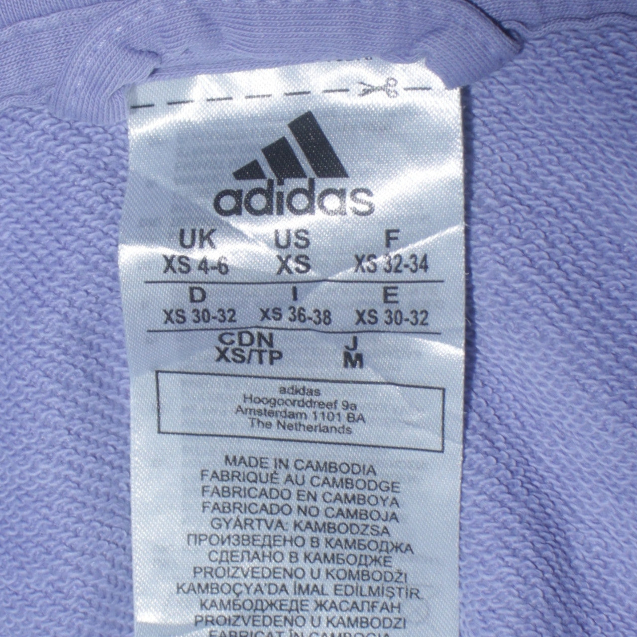 Adidas Womens Lilac Full Zip Hoodie XS 4-6 Cotton Blend Casual