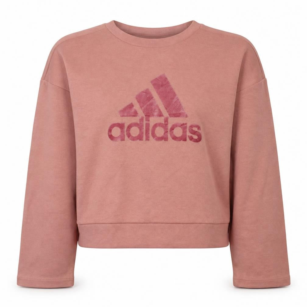 Adidas Womens Pink Logo Crew Neck Pullover Sweatshirt XS