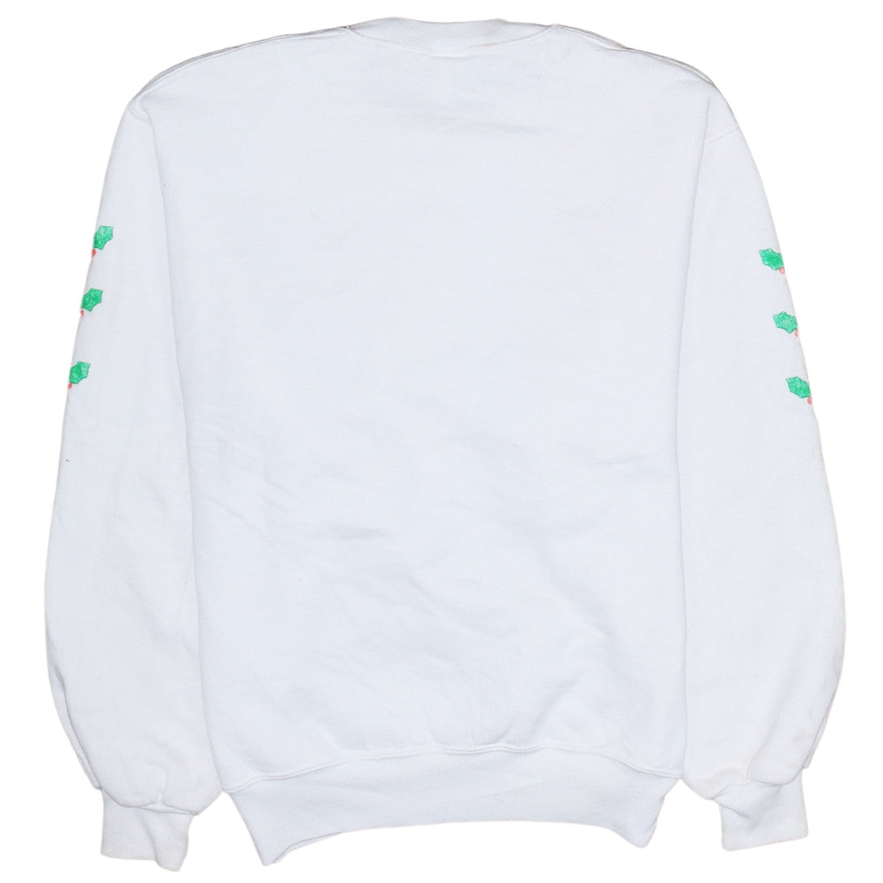 Russell Athletic Women White Christmas Santa Print Pullover Sweatshirt S