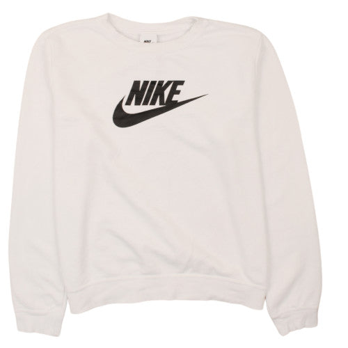 Nike Womens White Crew Neck Pullover Sweatshirt Size M