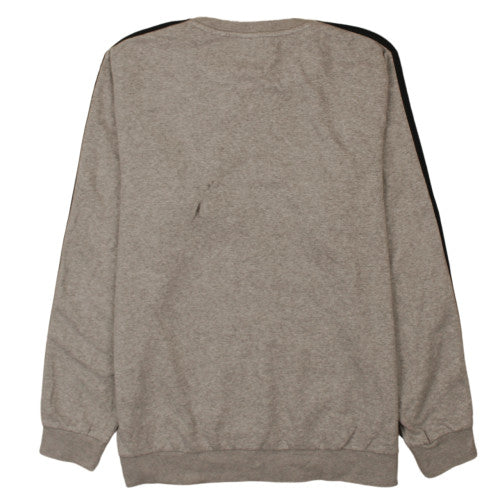 adidas Men’s Grey Pullover Sweatshirt L Logo Crew Neck Fleece