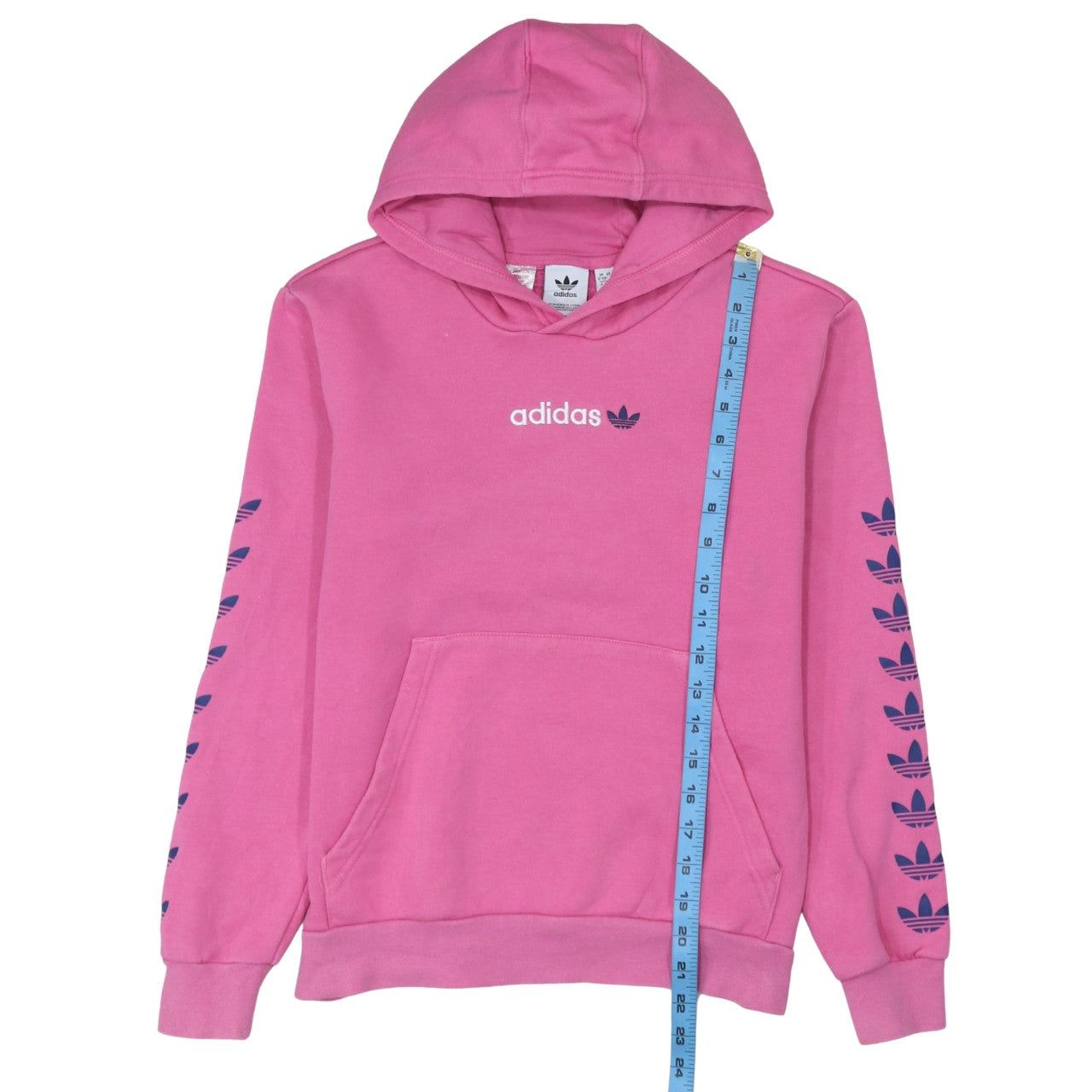 Adidas Girls Pink Pullover Hoodie 12-13 Years Logo Long Sleeve Fleece