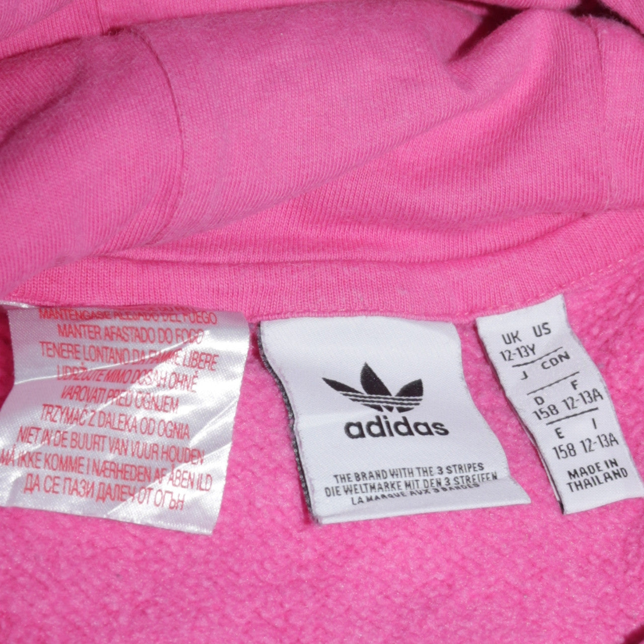 Adidas Girls Pink Pullover Hoodie 12-13 Years Logo Long Sleeve Fleece