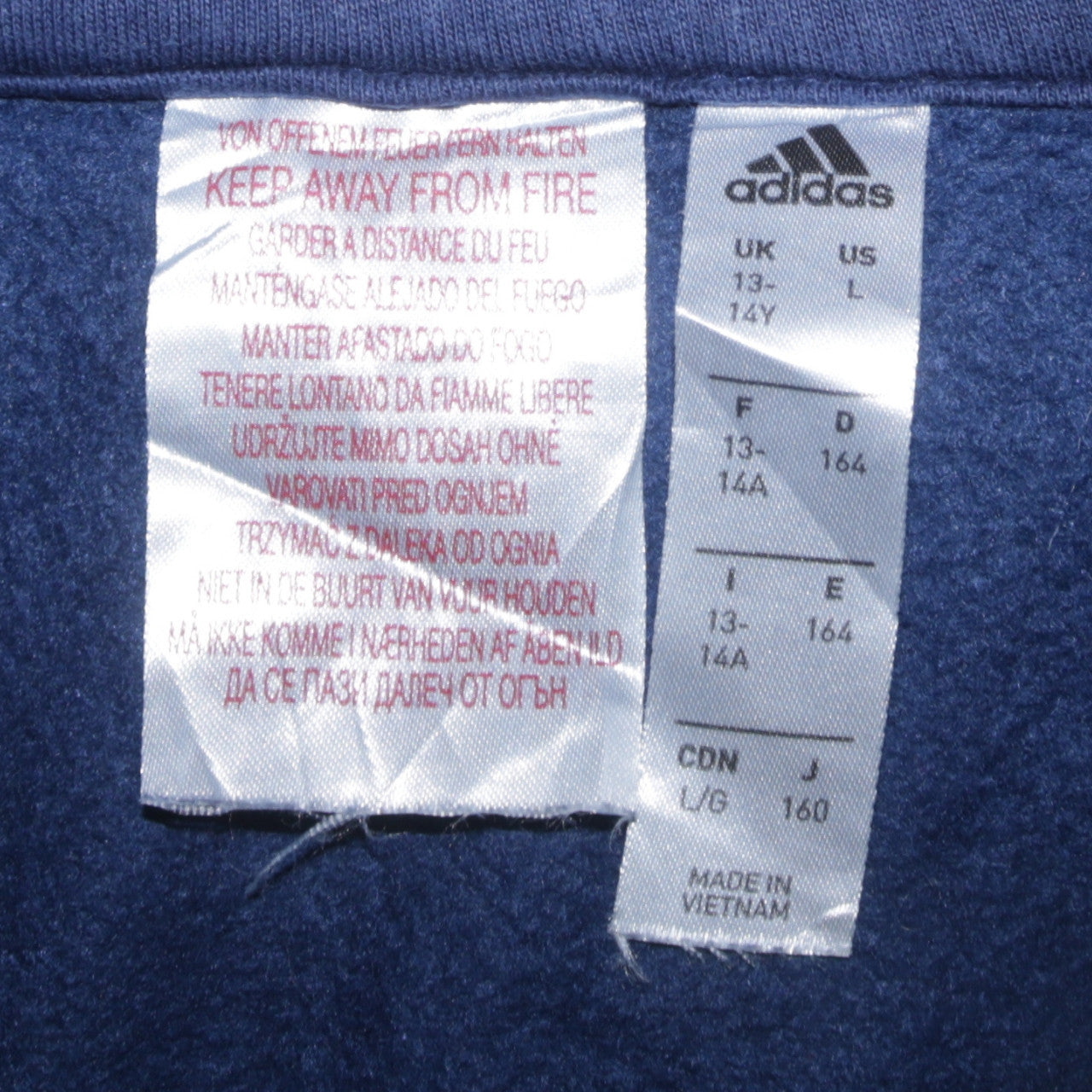 Adidas Boys Navy Blue Pullover Hoodie Sweatshirt Size 13-14 Years