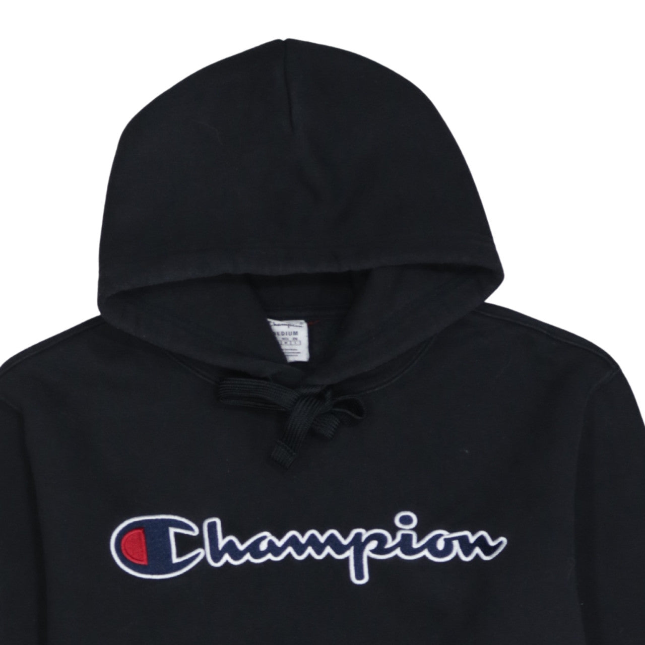 Champion Men's Black Pullover Hoodie Medium Regular Fit with Logo