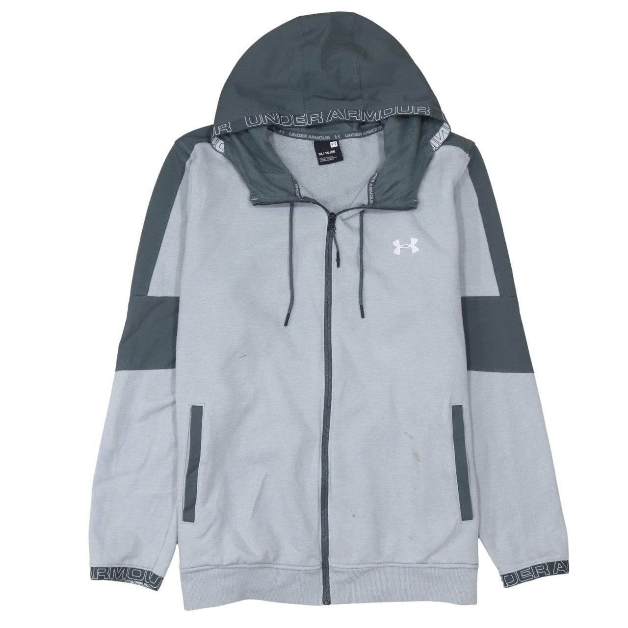 Under Armour Men’s Grey Full Zip Hoodie XL Sports Fleece Zip Up