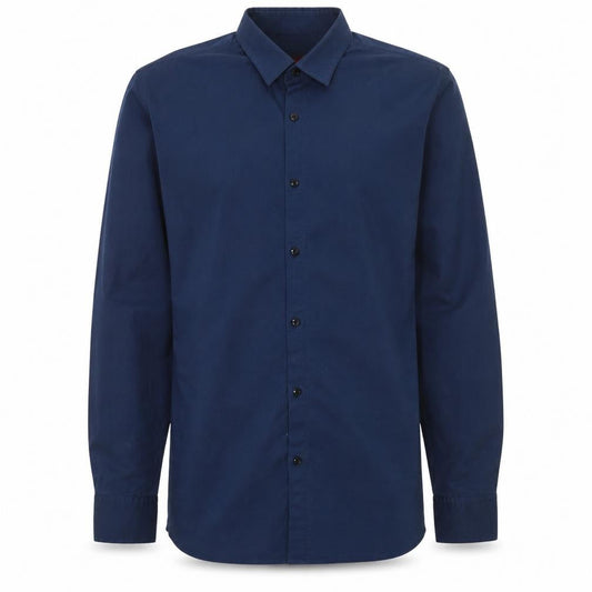 Hugo Boss Men's Blue Extra Slim Cotton Button-Up Shirt M