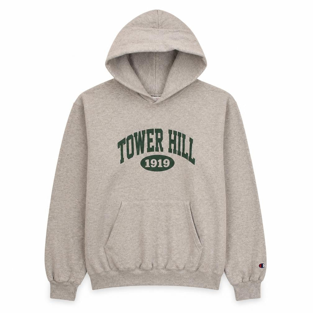 Champion Boys Grey Pullover Hoodie L Tower Hill 1919 Graphic Sweatshirt