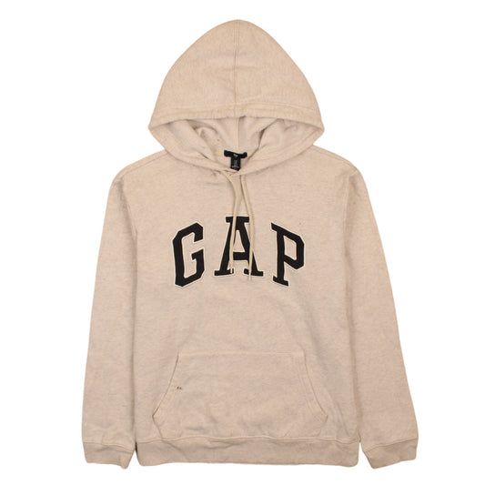 GAP Men's Beige Pullover Hoodie Small Fleece Logo Sweatshirt