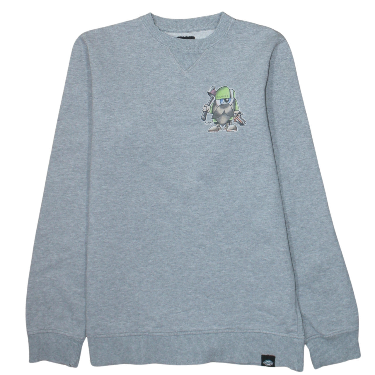 Dickies Men Grey Small Pullover Sweatshirt Graphic Crew Neck