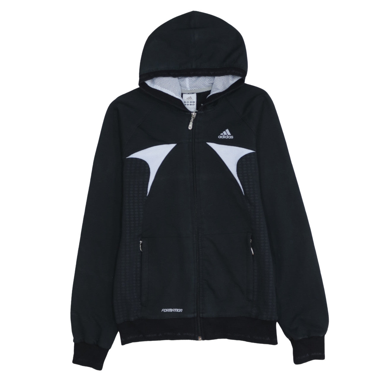 Adidas Women's Black Full Zip Hoodie Size 12 Hooded Sweatshirt
